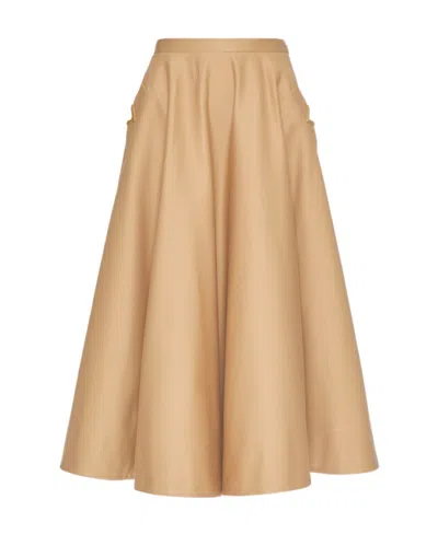 Valentino A-line Midi Skirt In Brown