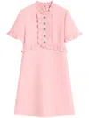Valentino Ruffle Button Short-sleeve Mini Dress In Pink