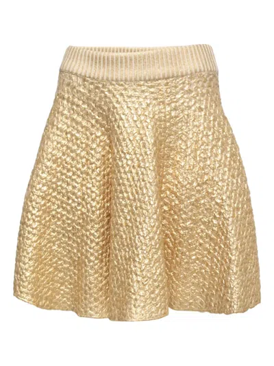 Pre-owned Valentino A-line Mini Skirt In Gold