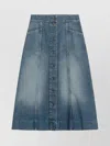Valentino Washed Denim Midi Skirt In Blue