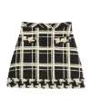 Valentino Womens Nero Avorio Tweed Check-print Wool-blend Mini Skirt In Black