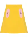 Valentino Contrast Seamed Short Wool Skirt In Yellow