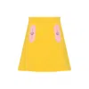 Valentino Contrast Seamed Short Wool Skirt In Yellow