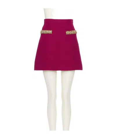 VALENTINO VALENTINO CREPE COUTURE EMBELLISHED MINI SKIRT