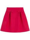 Valentino Bow-detailed Pleated Wool And Silk-blend Mini Skirt In Red