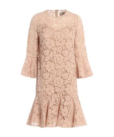 Valentino A Short Dress With A Waist In Nude