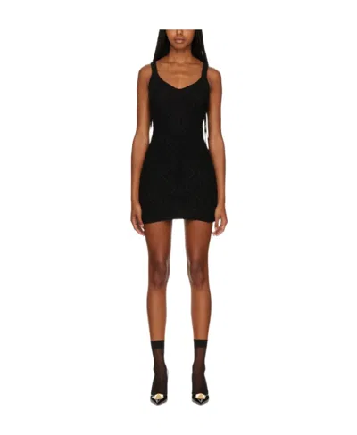 Valentino A Twist Knitted Dress In Black