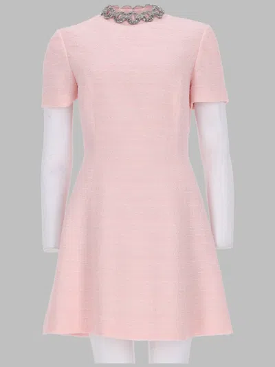 Valentino Abito Corto In Crinkle Cotton Tweed In Pink