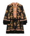 Valentino Abito Corto In Doppia Duchesse Lavata Ricamato In Black