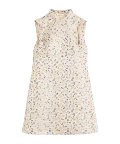 Valentino Abito Corto In Jacquard Garden Lurex In Multi