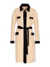 Valentino Ivory Black Single-breasted Coat In Nude