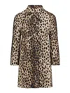 Valentino Wool Coat With Animalier Print And Bow In Brown