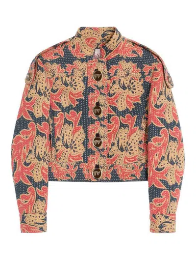 Valentino Quilted Floral Cotton-blend Jacquard Caban Jacket In Multi