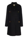 Valentino Black Coat Frontal Buttons Closure In Black