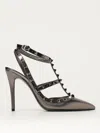 Valentino Garavani Laminated Grey Rockstud Pumps With 10 Cm Heel In Leather Woman In Grau