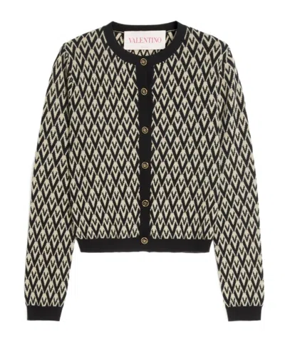 VALENTINO VALENTINO TOUTE LA V-JACQUARD BUTTON-UP CARDIGAN