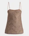 Valentino Womens  Garavani Sleeveless Metallic-knit Top In Redorange