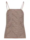 Valentino Womens  Garavani Sleeveless Metallic-knit Top In Nude