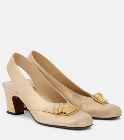 Valentino Garavani Adamantine Embellished Slingback Pumps In Nude