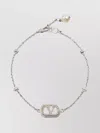 Valentino Adjustable Chain Link Necklace With Pearl And Swarovski Crystal