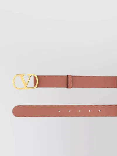 Valentino Garavani Adjustable Leather Belt With Reversible Design In Brown