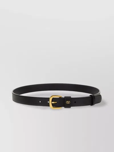 Valentino Garavani Adjustable Length Gold-tone Buckle Belt In Black