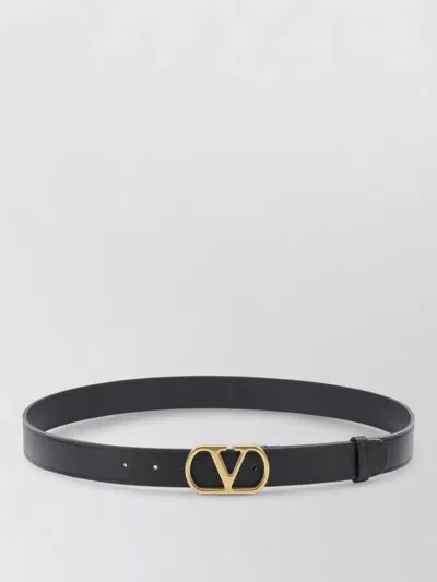 Valentino Garavani Adjustable Length Leather Belts Collection In Black