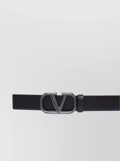 Valentino Garavani Adjustable Length Leather Belts For Men In Black