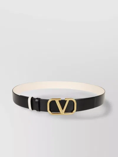 Valentino Garavani Vlogo 20mm Signature Reversible Leather Belt In Black