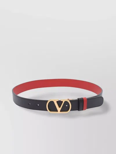 Valentino Garavani Adjustable Reversible Leather Belt Model In Orange