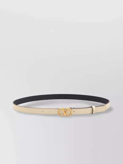 Valentino Garavani Adjustable Reversible Leather Belt In Neutral