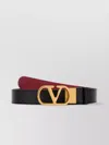 Valentino Adjustable Reversible Leather Belt With Gold-tone Buckle In Black