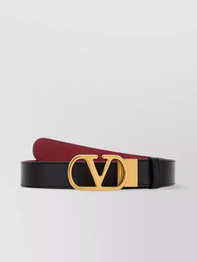 VALENTINO GARAVANI ADJUSTABLE REVERSIBLE LEATHER BELT WITH GOLD-TONE BUCKLE