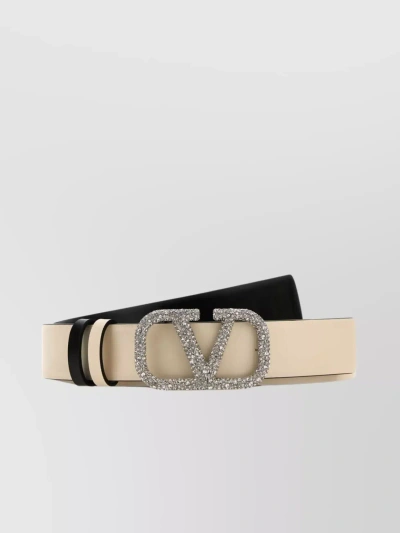 Valentino Garavani Adjustable Reversible Vlogo Belt In Neutral