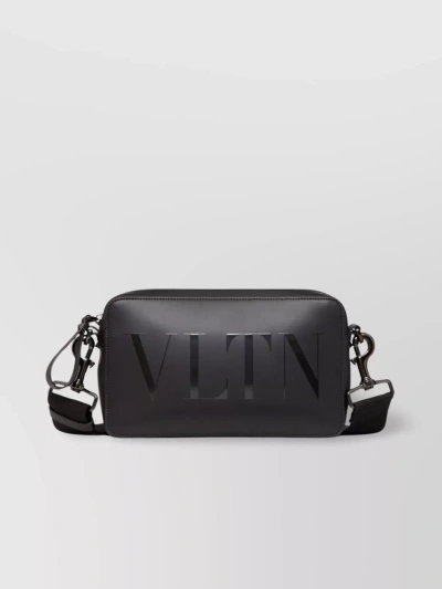 Valentino Garavani Adjustable Strap Leather Crossbody Bag In Black