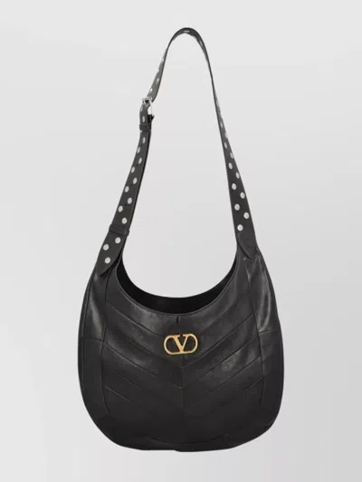 Valentino Garavani Adjustable Strap Shoulder Bag Studded Design In Black