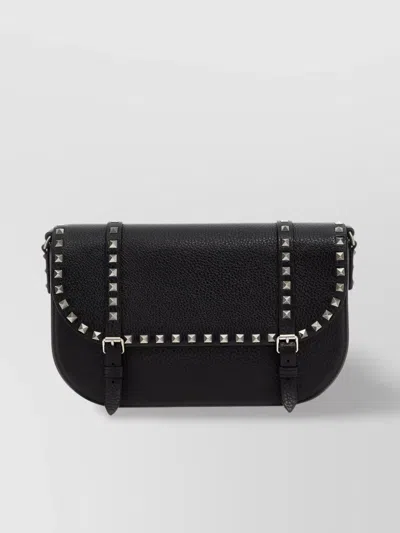 Valentino Garavani Adjustable Strap Studded Leather Messenger Bag