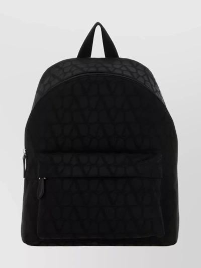 Valentino Garavani Adjustable Straps Textured Finish Backpack In Black