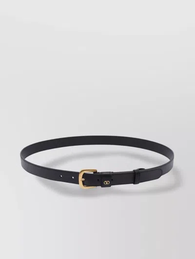 Valentino Garavani Adjustable Vlogo Signature Gold Buckle Belt In Black
