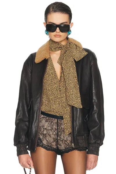 Valentino Aged Effect Leather Jacket In Marrone & Biscotto