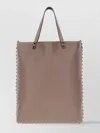 Valentino Aged Leather Tote Bag With Studded Trim