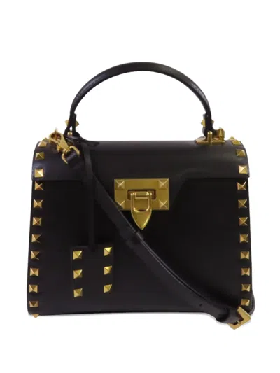Pre-owned Valentino Garavani Alcove Rockstud Tote Bag In Black