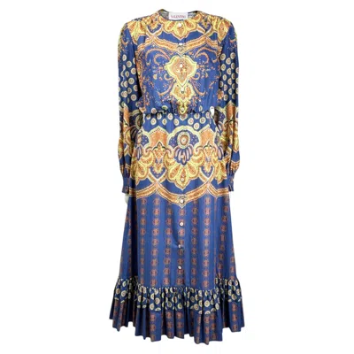 Pre-owned Valentino Alessandro Michele Resort 2025 Look 163 Paisley Cotton Printed Dress In Gray