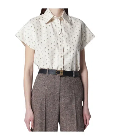 Valentino All-over Patterned Button-up Top In White