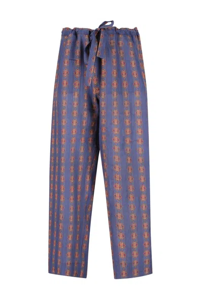 Valentino All-over Patterned Drawstring Trousers In Blue