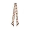 Valentino Garavani Thin Silk Scarf With Floral Pattern Women In Nude