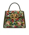 Valentino Vsling Mini Flower Embroidered Top-handle Bag In Green