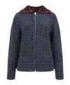 Valentino Virgin Wool Cardigan With Zip Closure And Studs On The Colla In Black