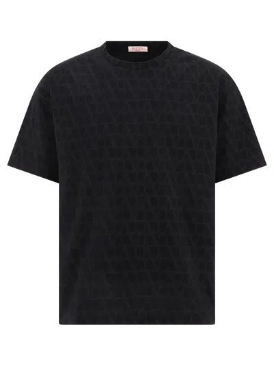 Valentino All-over Print T-shirt For Men In Black