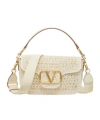 Valentino All Time Crochet Leather Shoulder Bag In Nude